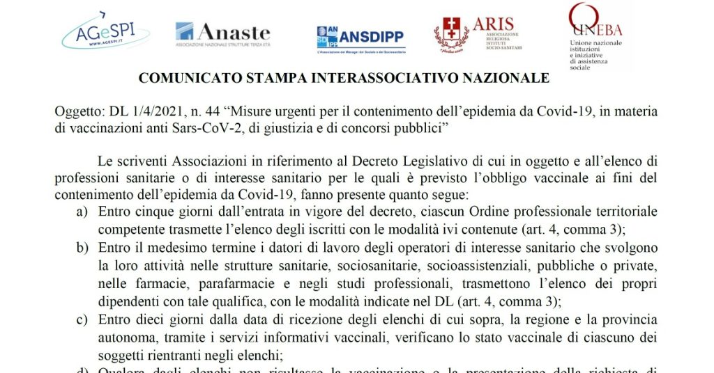 Comunicato stampa interassociativo