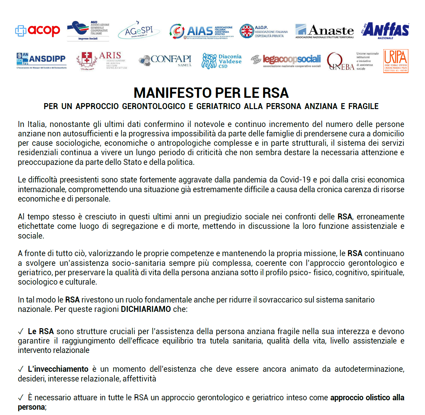 MANIFESTO PER LE RSA