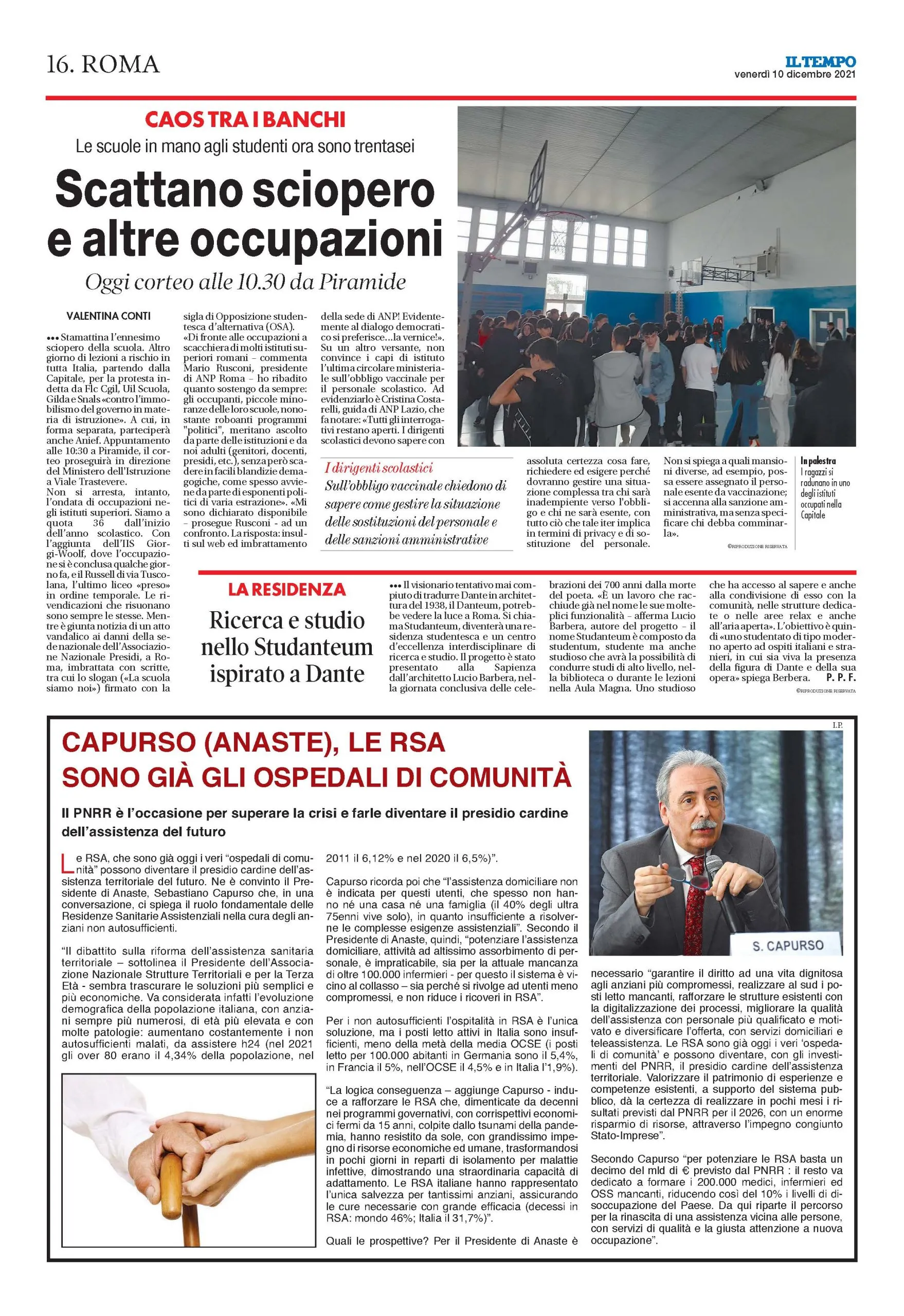 Le proposte di Anaste per il PNRR 2 Il Tempo 10 dicembre 2021